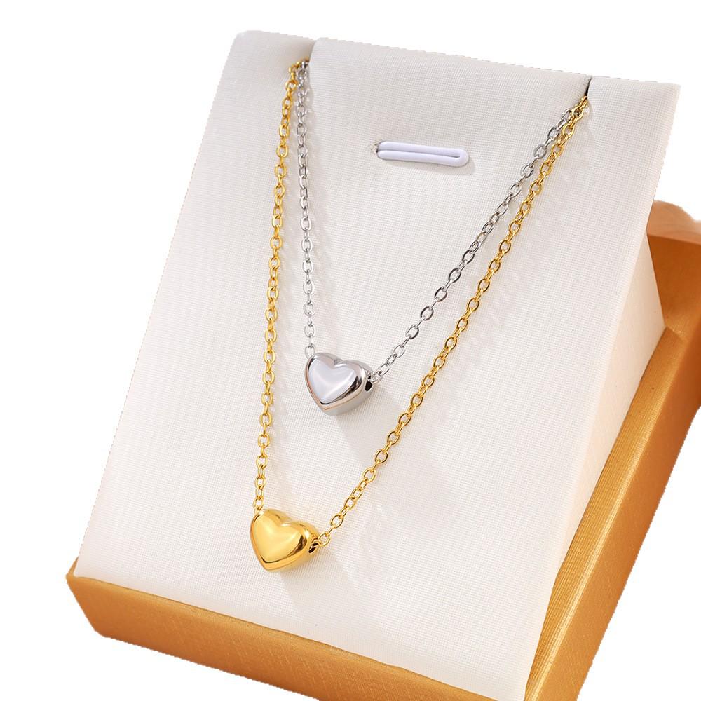 Heart-Shaped Korean Necklace: Elegant, Sweet, Colorfast, Versatile, Washable, Beloved Collarbone Chain