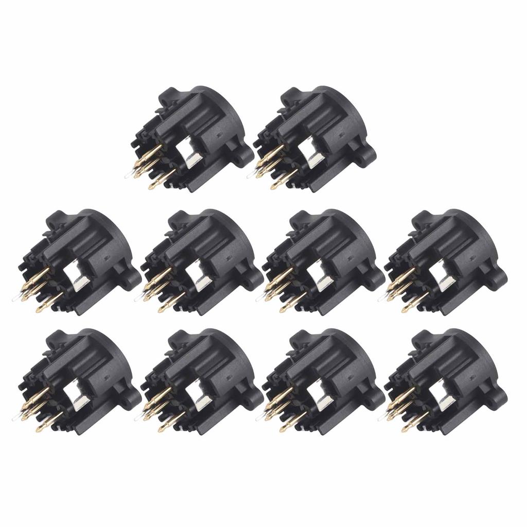 10pcs 3-Core XLR Male Socket Audio Connector Mount Chassis Gold-Plated Copper