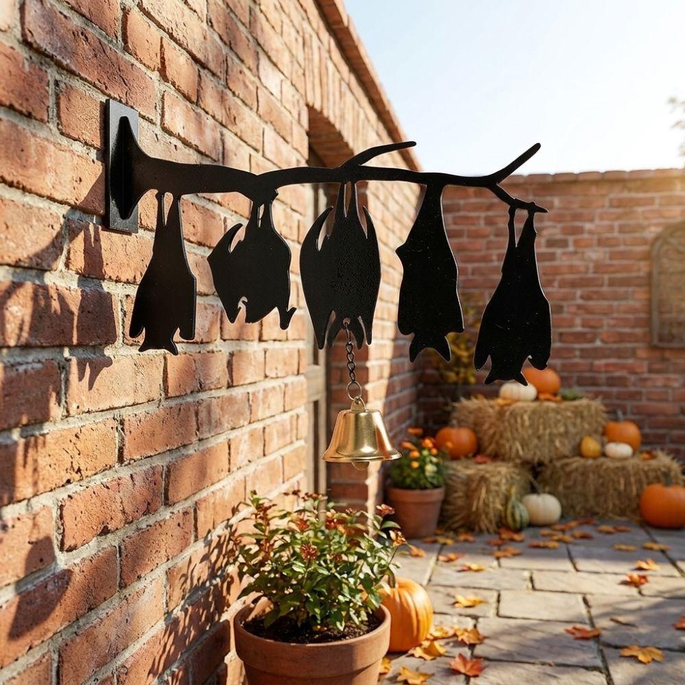 with Bell Inverted Branch Bat Wind Chime Spooky Hanging Door Bell Halloween Wind Chime Garden