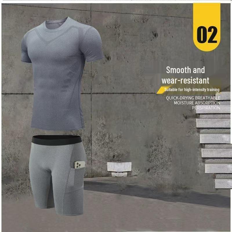 Men's Summer Fitness Set: Breathable Elastic T-shirt & High-Elastic Sports Shorts