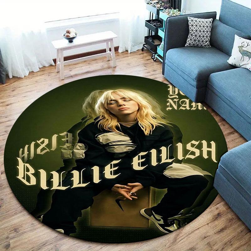 Billie Eilish Custom Name Round Area Rug,Carpet Rug for Living Room Bedroom Sofa Playroom Decor,Non-slip Floor Mat