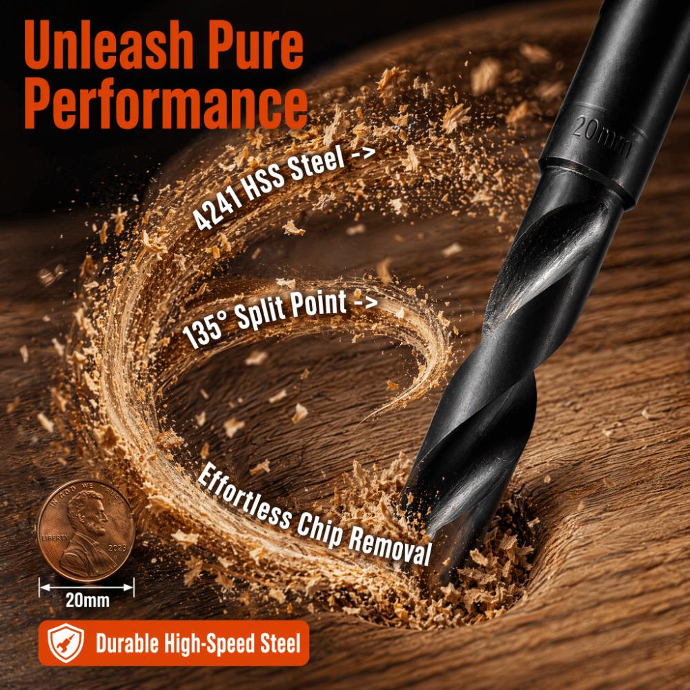 8pcs 14-25mm HSS Drill Bits Black Drill Bit Set Durable High Speed Steel Drill Bits  Metal