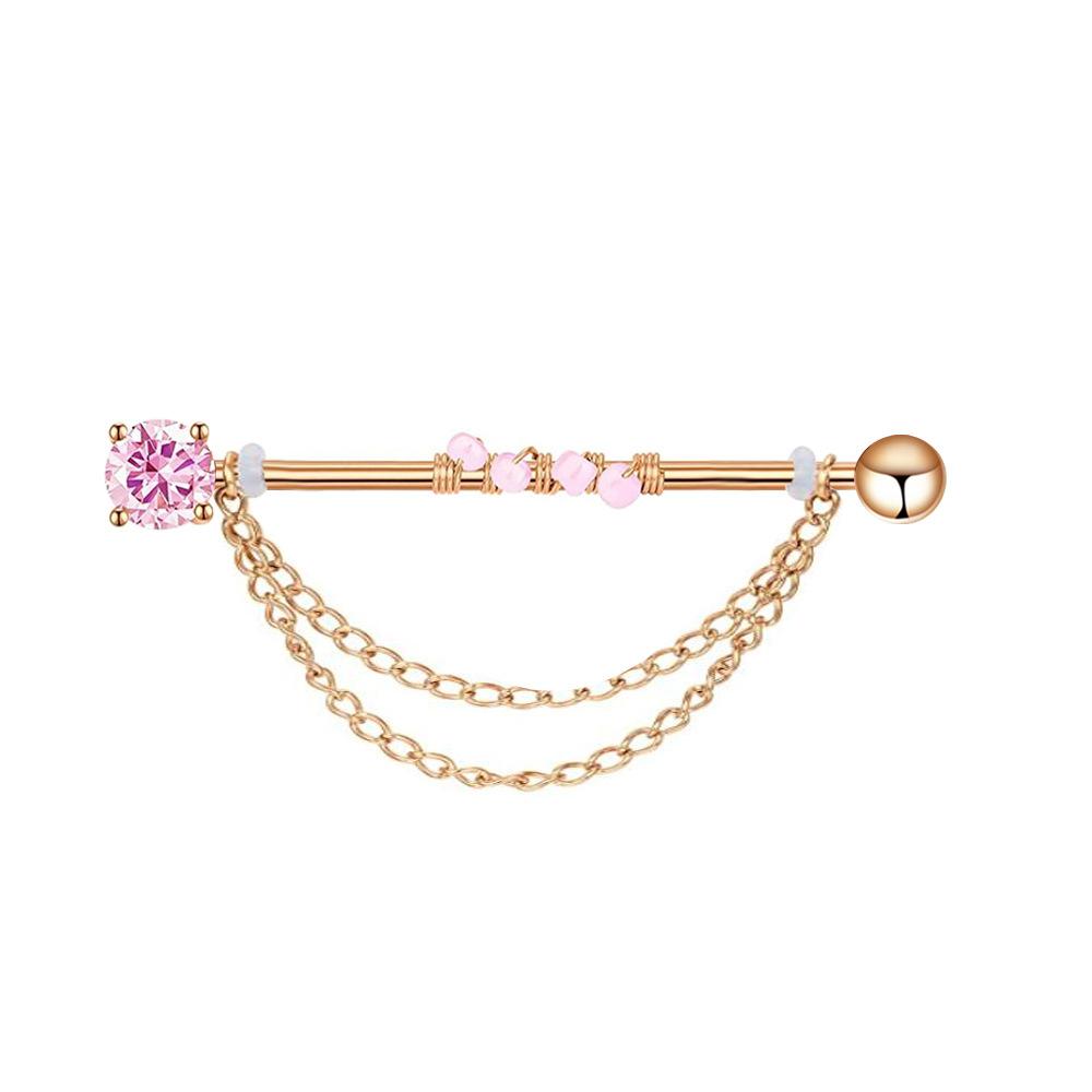 Fashion Stainless Steel Industrial Piercing Long Rod Chain Star Tragus Earrings Jewelry for Women Men