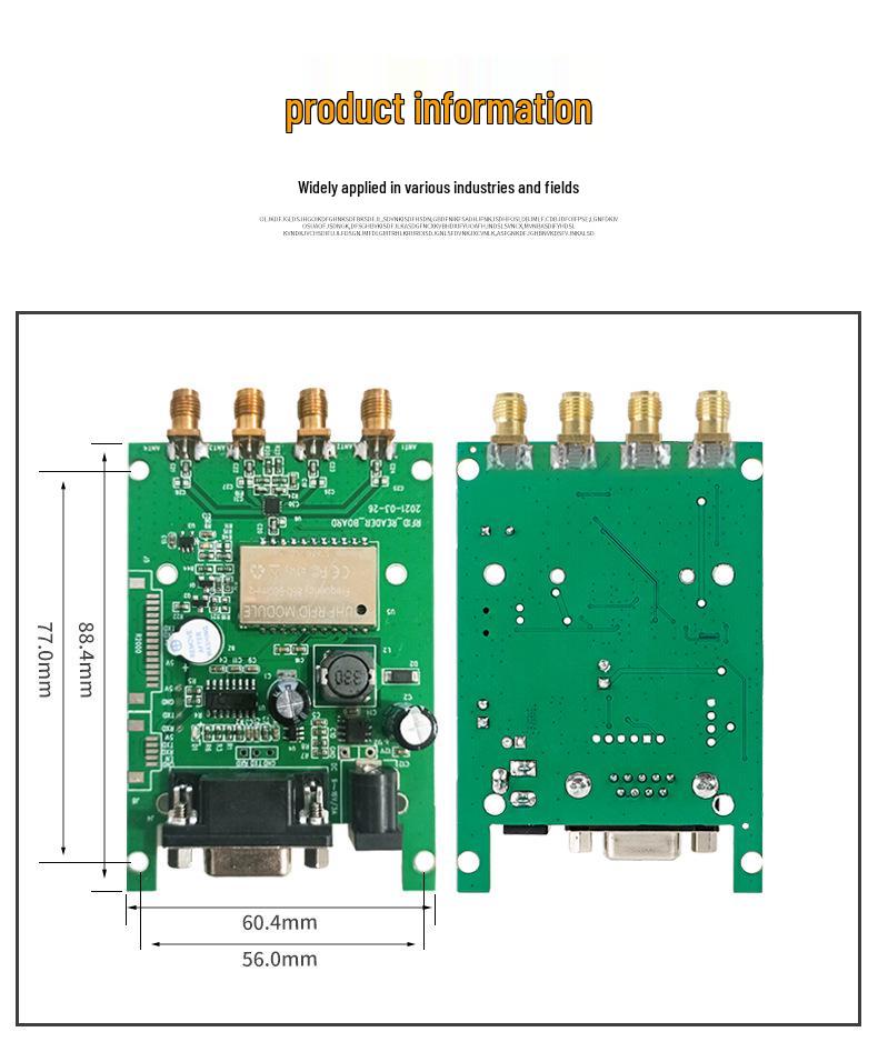 Ultra-High Frequency RFID Four-Channel Reader/Writer Module with Four Antennas
