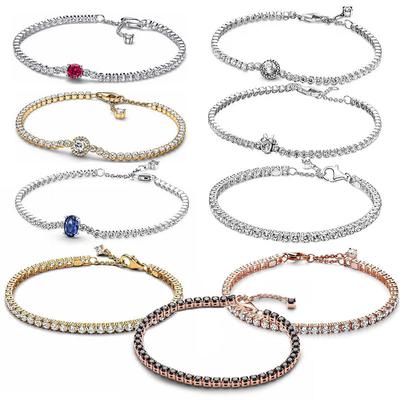 S925 Silberkette Glänzendes Herz Tennis Glänzender Roter Edelstein Armband 2026