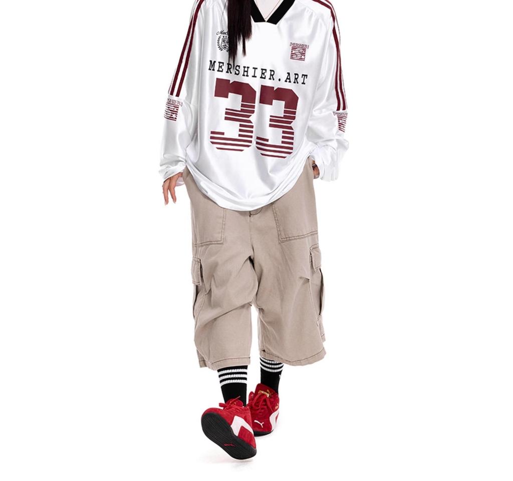 Stupeň ledu Ne. 33 Pánský retro motocyklový dres s dlouhým rukávem, prodyšné baseballové tričko