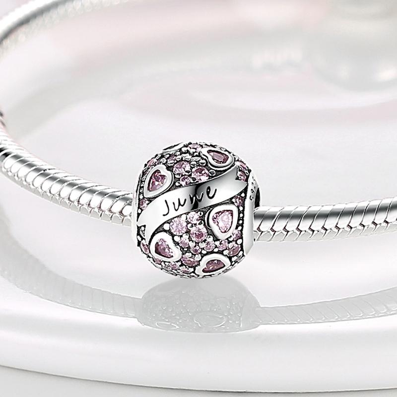 December Birthstone Series Charms Copper Charm Beads Fit Original Bracelet Pendants Diy Jewelry Gift For Women
