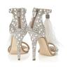 Fashion Women Sandals Summer Sexy Pumps Rhinestone Zipper Feather High Heel Apricot Women Wedding Pumps Shoes Size 34-43