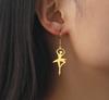 Popular Artistic Gymnastics Earrings Girls Stainless Steel Ballet Dancing Shaped Sports Jewelry Gift Dance Earrings