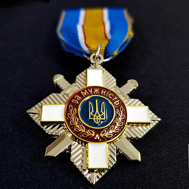1Pc Ukraine Cross Metal Badge Copy Metal Badges Uniform Accessories Photography Propsmedal Of Courage, Military Merit Collection