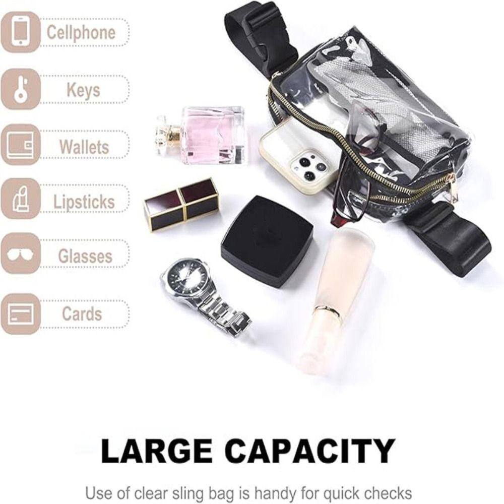 PVC Clear Fanny Pack Waterproof Lightweight Waist Bag with Adjustable Strap Transparent Stadium Crossbody Purse