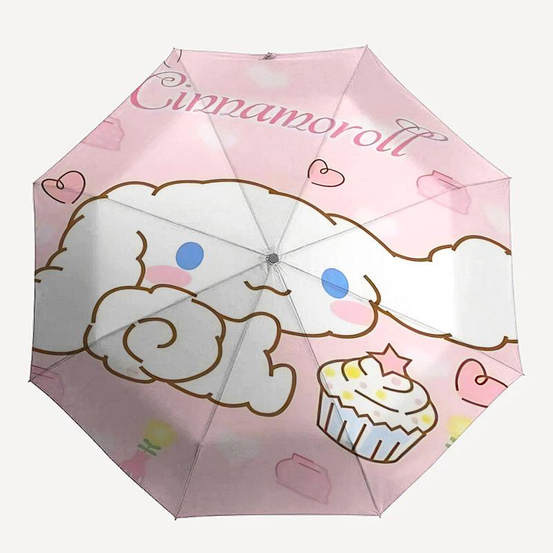 1pc Cinnamoroll Cupcake Automatic Folding Umbrella - Portable 3-Fold Design with Iron Frame, Perfect for Fans, Travel, Daily Use, and Festive Gifts.R0