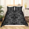 Black Flower Skull Quilt Set Three-Piece High Definition Digital Printing Duvet Set