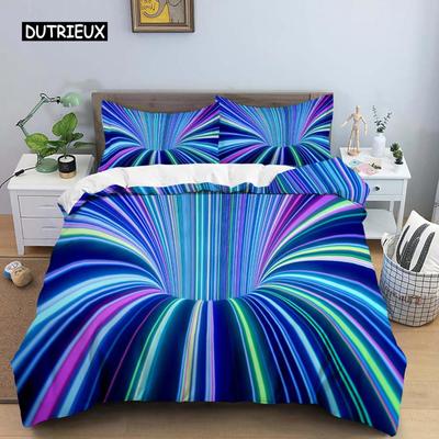 3D-Bettbezug, psychedelisches abstraktes Bettwäscheset für Doppelbett, Queensize, 2/3-teilig, Bettbezug mit Reißverschluss, Kingsize-Bettbezug aus Polyester