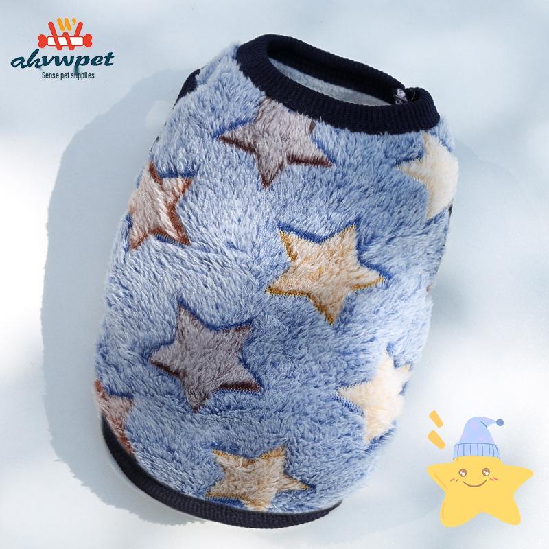 Cozy Cartoon Puppy Flannel Cat & Dog Vest - Warm Teacup Doggy Clothes for Small Pets