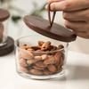Glass Storage Bottle Divided Dried Fruit Tray with Wooden Lid Dried Fruit Snack Storage Bottle Wooden Tray Household Snack Tray