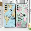 Travel Map Artistic Pattern Soft Phone Case for Samsung A17 A37 A57 A16 A26 A36 A56 A15 A25 A35 A55 A14 A24 A34 A54 A13 A23 A33