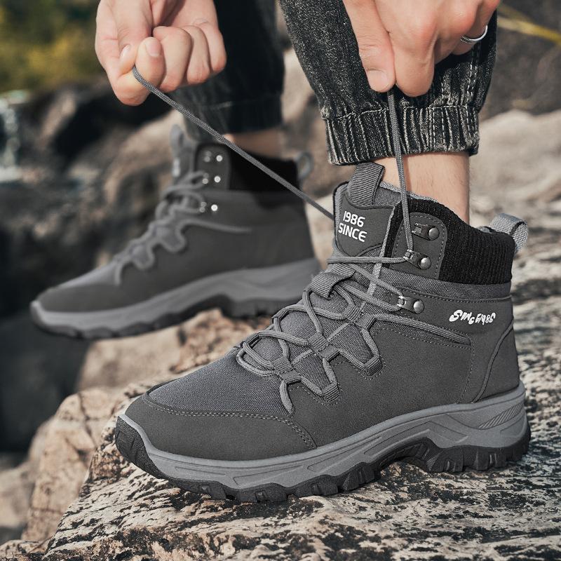Men's Shoes Autumn and Winter New Mountaineering Martin Boots Non-slip and Wear-resistant Outdoor Camping Labor Insurance Shoes High-top Tooling