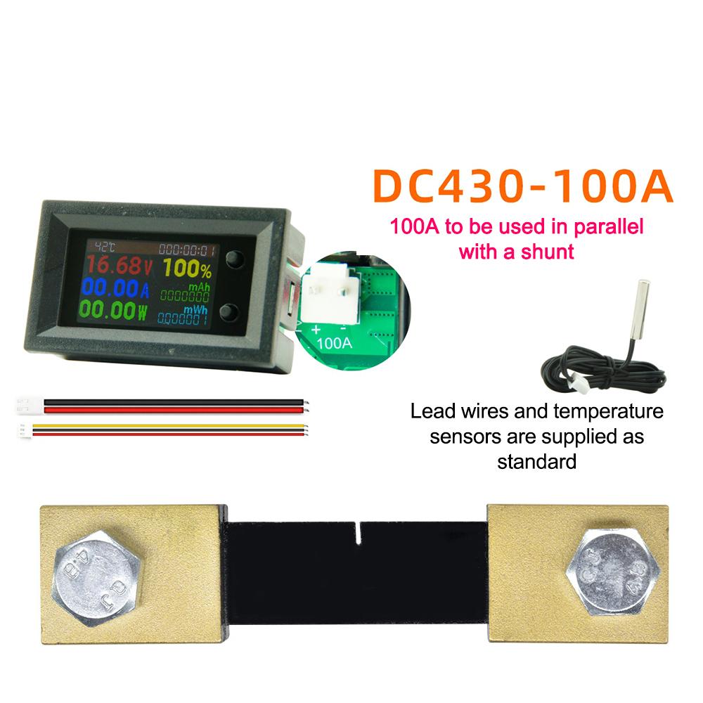 DC4~30V 10A/50A/100A Digital Voltmeter Ammeter 8in1 Multifunction Tester Power Energy Frequency Capacity Temperature Meter