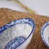 4-Piece 8-Inch Ceramic Noodle Bowls: Underglaze Blue and White Porcelain Conical Soup Bowls, Household Tableware.