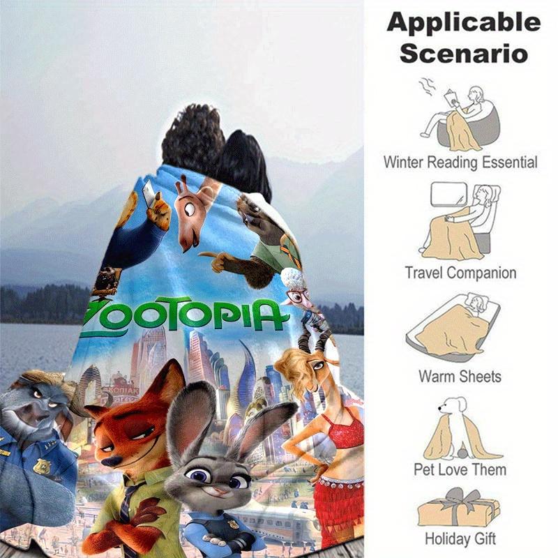 1pc Zootopia Printing Blanket - Soft, All-Season Throw for Living Room, Bedroom,Personalized Gift with Adorable Cartoon Design
