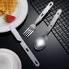 3Pcs Portable Stainless Steel Tableware Fold Knife Fork Spoon Utensil Set Travel Outdoor Dinnerware Camping Cooking Flatware