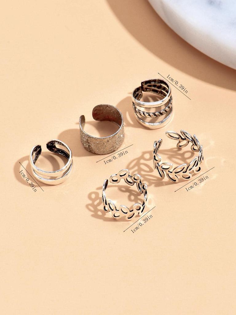 European & American Style 5-Piece Non-Pierced Ear Cuff Set: High-End Leaf C-Shaped Clips for Luxurious Versatility