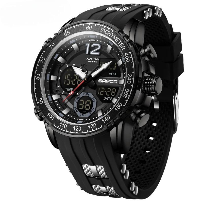 

New Men s Wristwatch Waterproof Alarm Clock Multi-function Double Display Electronic Sports Watch LED Digital Quartz Clock