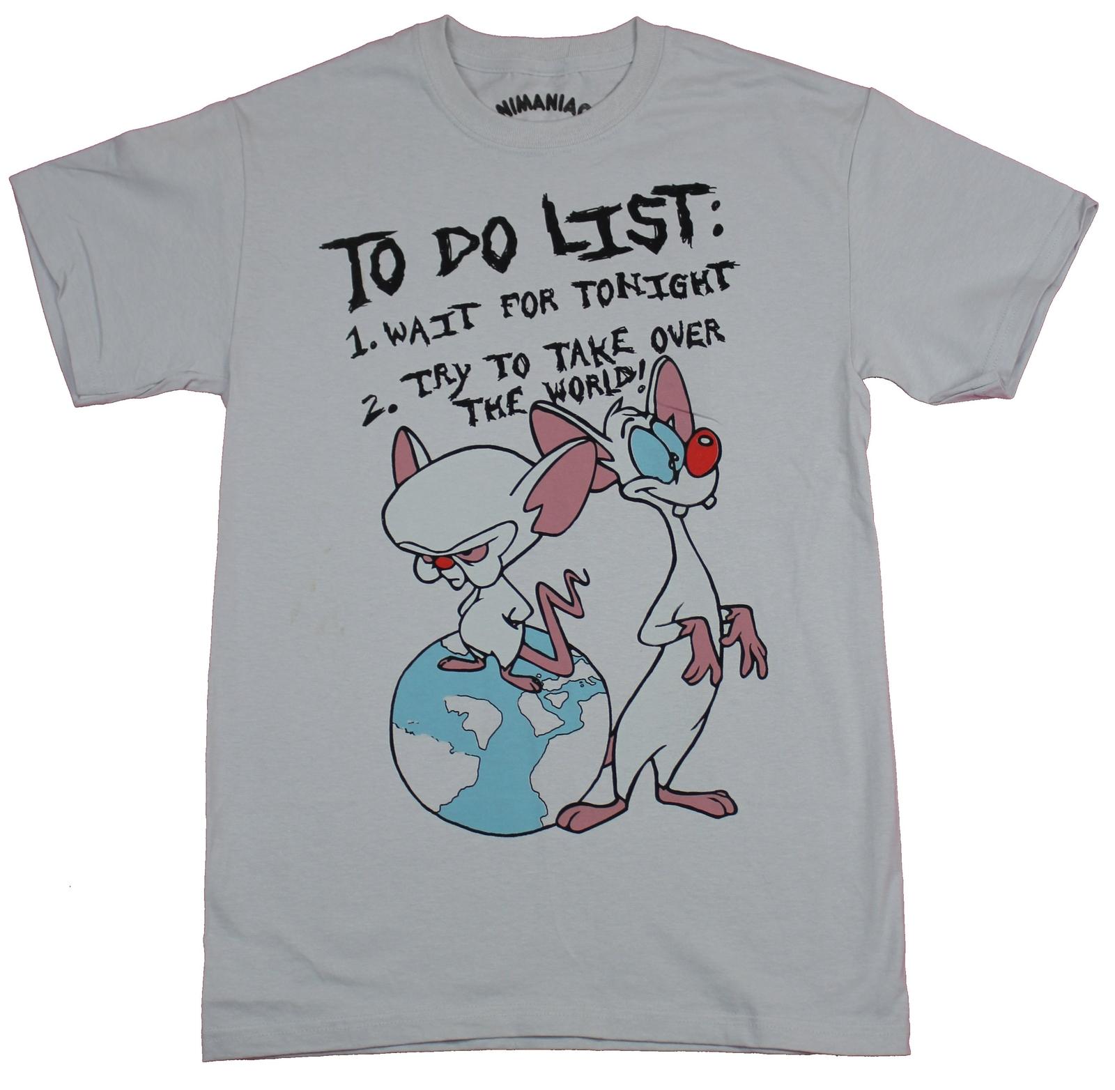 Pinky and the Brain Adult New T-Shirt - To Do List Take Over the World M