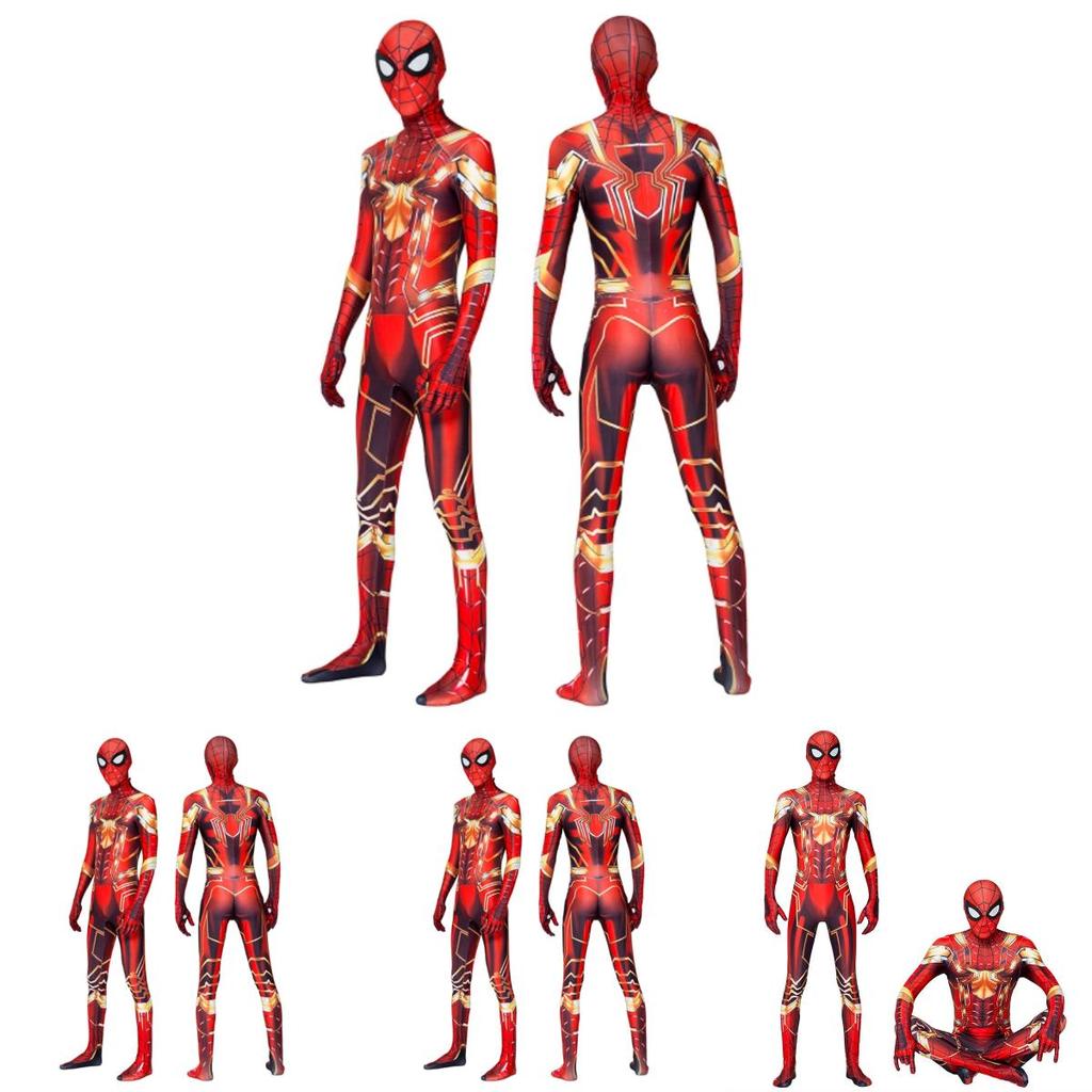 Marvel Steel Spider-man Cosplay Costume Full Body Outfit With Hood
