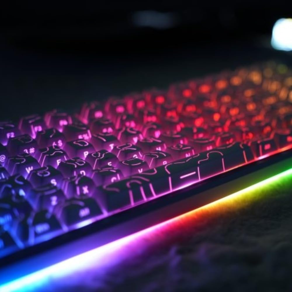 JYF.QUANYI 98-Key Contour 4.0 Double-Shot PBT Light-Transmitting Keycaps with Side Carvings and Cherry Profile for MX Mechanical Keyboards (White)