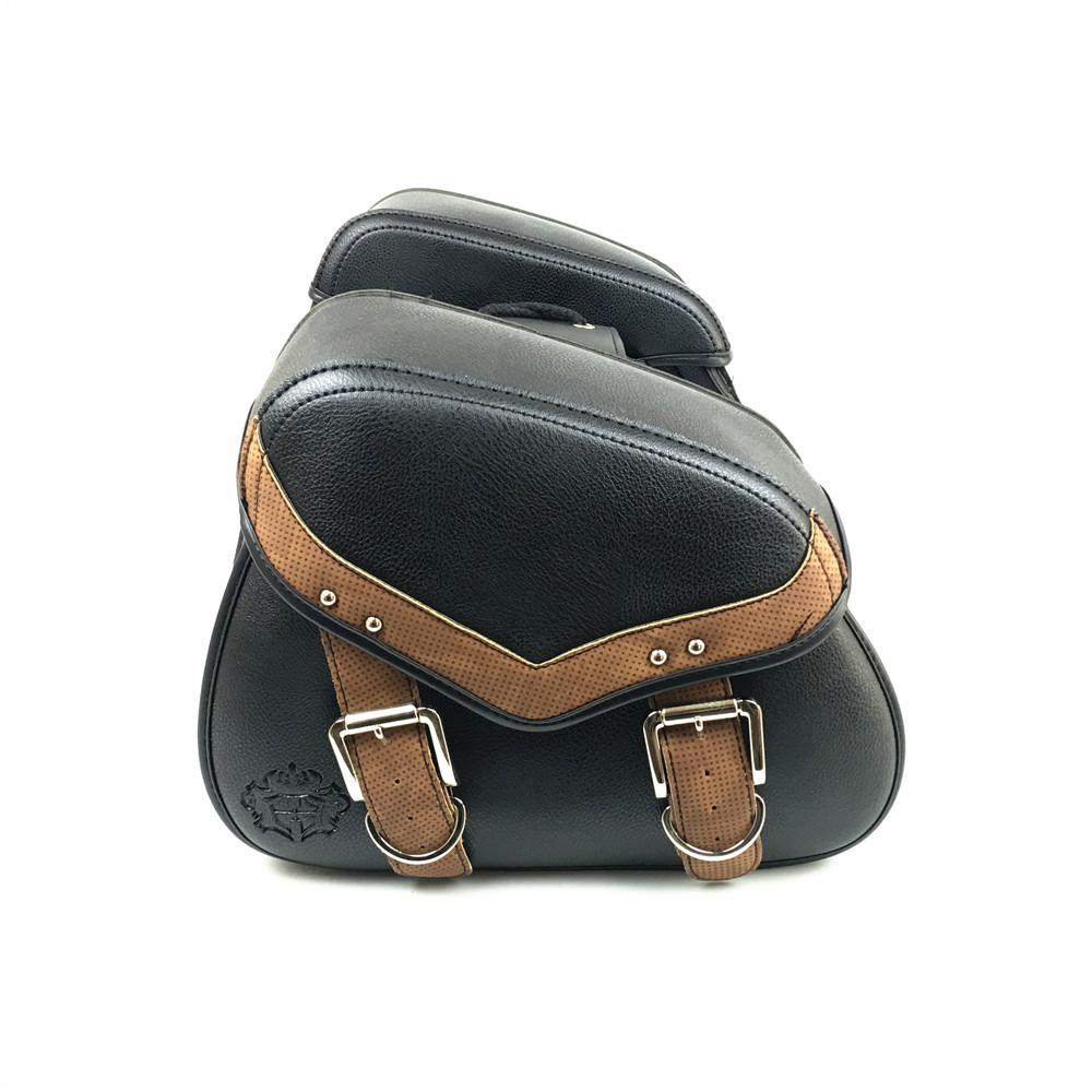 2pcs Universal Motorcycle Saddlebag PU Leather Saddle Bag Tool Luggage Storage Bag For