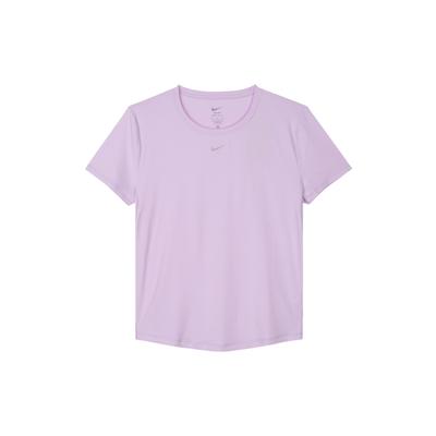 Uma Camiseta Clássica Casual de Cor Sólida com Gola Careca e Manga Curta Tops Femininos Roxo FN2799-512