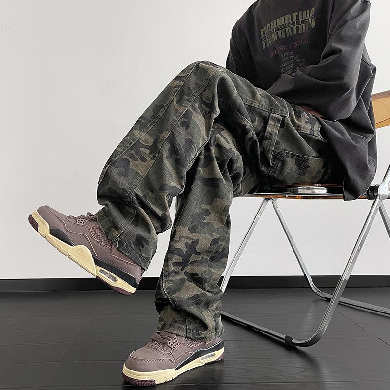 JYL Men s Jeans Camo Cargo Wide Leg Pocket Straight Plus Size Denim S