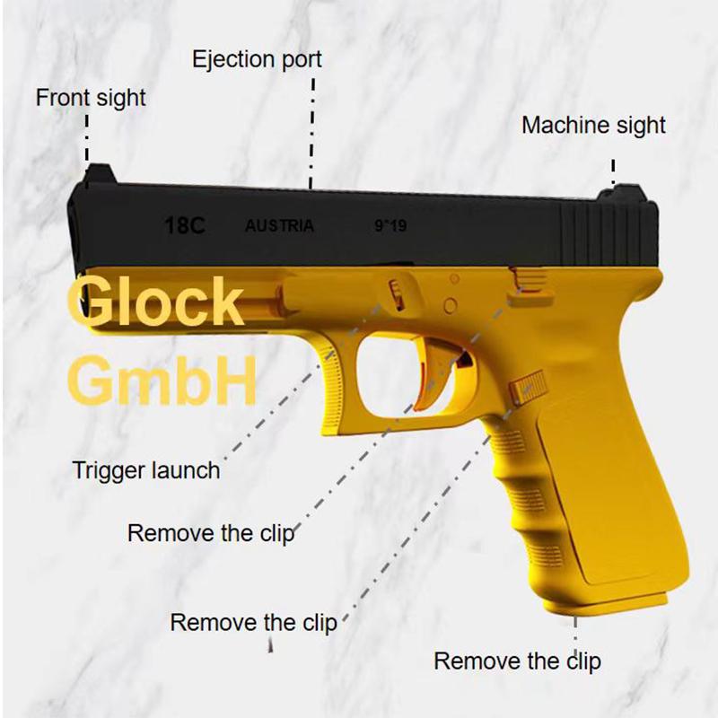 Black Glock Automatic Shell Ejection Soft Bullet Toy Gun G18 Airsoft Pistol Armas Children CS Shooting Weapons Gun Toy for Boys