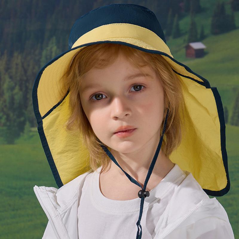 Kapelusz przeciwsłoneczny dla dzieci z osłoną na kark, kapelusz wędkarski z szerokim rondem dla niemowląt, chłopców, dziewczynek, na lato, na zewnątrz, regulowany, ochrona UV, 7 kolorów