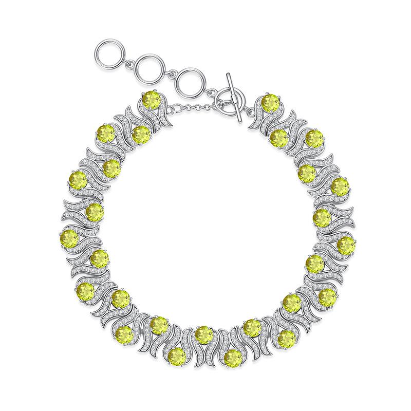 Natural Crystal Stone Jewelry S925 Sterling Silver Bracelet Women's European and American Style Luxury Inlaid with Natural Crystal High-end Design