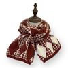 Red Scarf for Women Winter Knitted Wool Student Plaid Thickened Warm Korean Version Versatile Birthday Gift Scarf Trendy