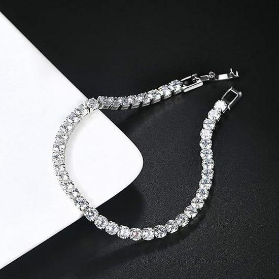 Women's Zircon Tennis Bracelet - Single Row, Full Diamond Claw Chain