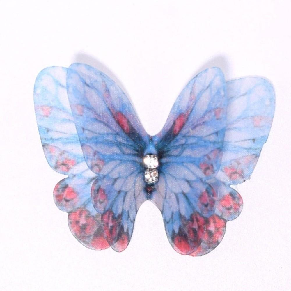 50Pcs 3D Organza Fabric Butterfly Appliques Double-layer Translucent Chiffon Butterfly Embroidered Patches Colorful
