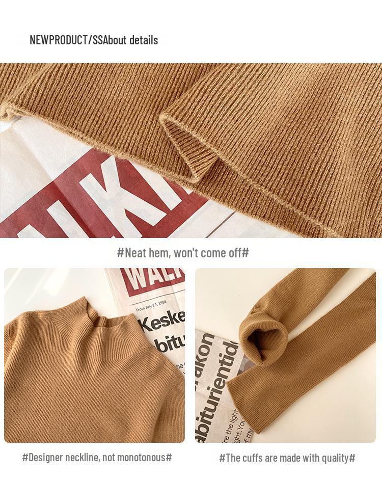 2026 Spring Women's Soft Wool Half-High Neck Slimming Knit Top