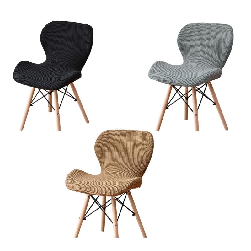 Polars Fleece Fabric Butterfly Chair Cover Stretch Solid Color Curveds Seat Cover Washable Dining Chairs Slipcover