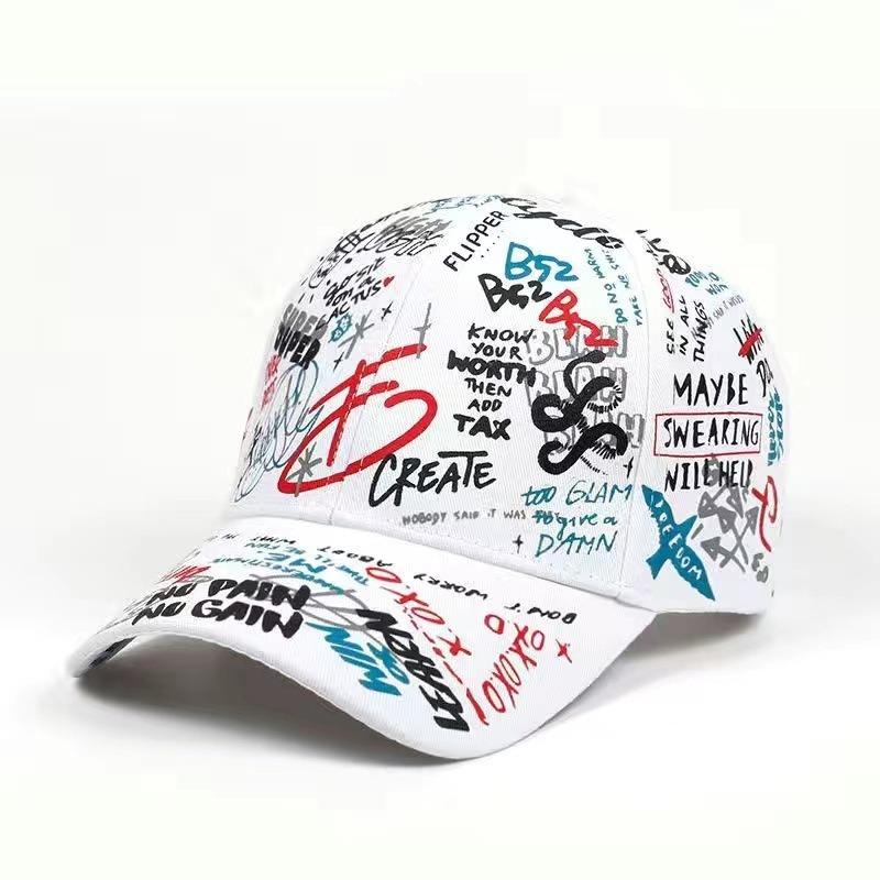Color graffiti hip-hop baseball cap casual sunscreen printed cap personalized hat trendy men and women