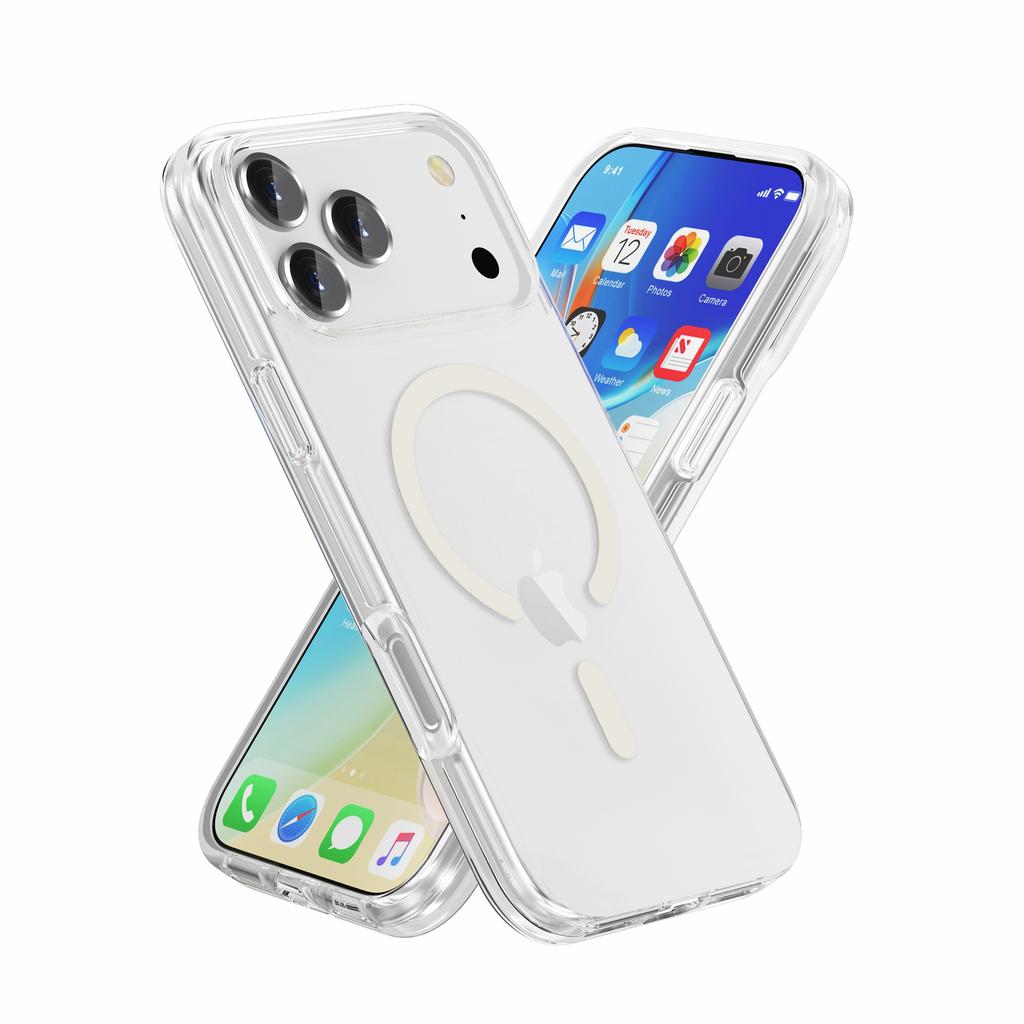 For iPhone 17 Pro Max Magnetic Case Compatible with MagSafe PC + TPU Clear Phone Cover