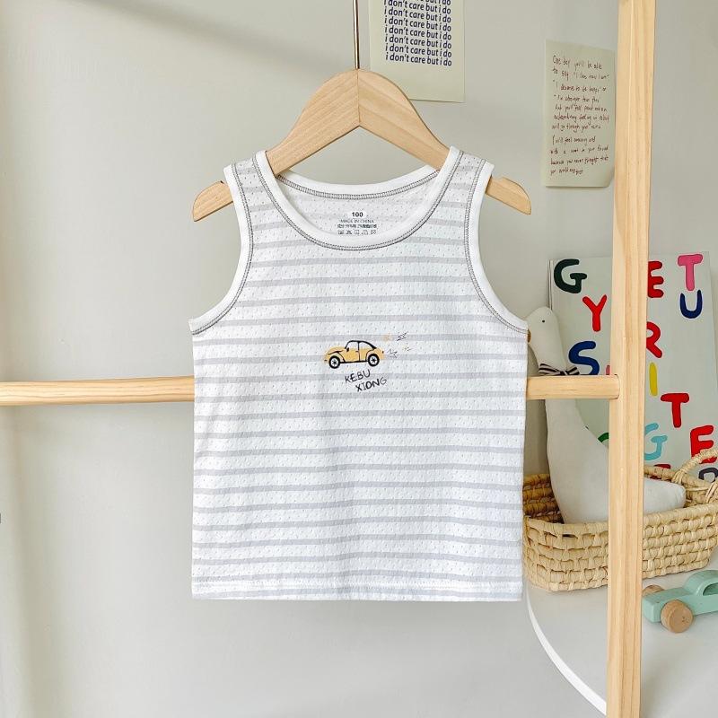 Boys pure cotton vest summer children's mesh hurdle girl baby sling little boy summer middle and older children's vest