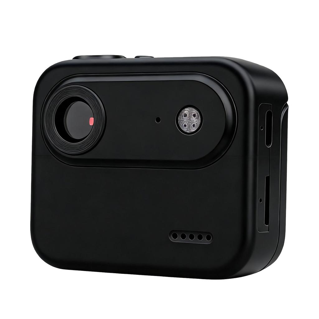 Action Camera With Flip Screen 1080P HD Clear Recording 143 degrees Wide Angle Anti Shake Portable Travel Camera Black