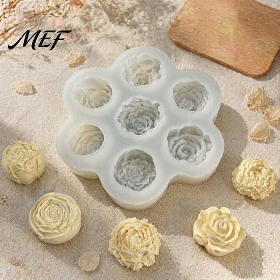 Flexible Silicone Bakeware Rose Peony Mold, 7 Cavities Baking Mold for Making Cake Professional Pastry Molds Chocolate Candle Soap, Non Stick