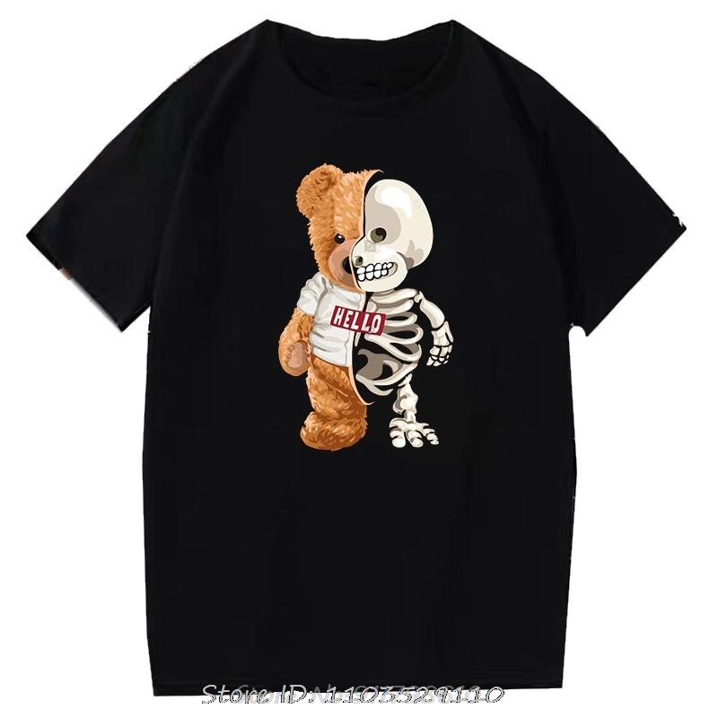 Teddy Bear Tshirt Cool Robotic Graphic Tops Harajuku Cartoon Streetwear Fitness Clothes Casual Fashion Tee Roupas Masculinas