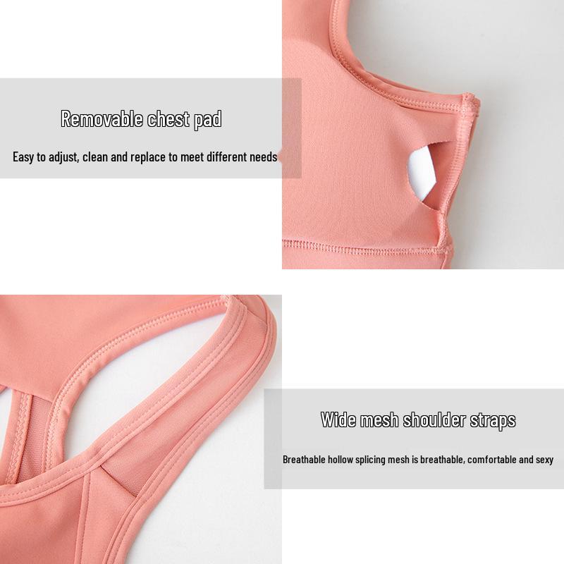 High-Intensity Shockproof Sports Bra with Mesh Back and Wide Shoulders - Sexy, Supportive Running Vest for Women.