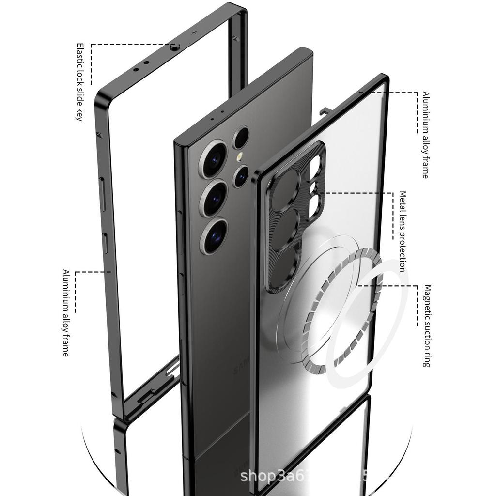 Samsung S25Ultra/S25+/S24+ Single-Sided Snap-Button Metal Phone Case